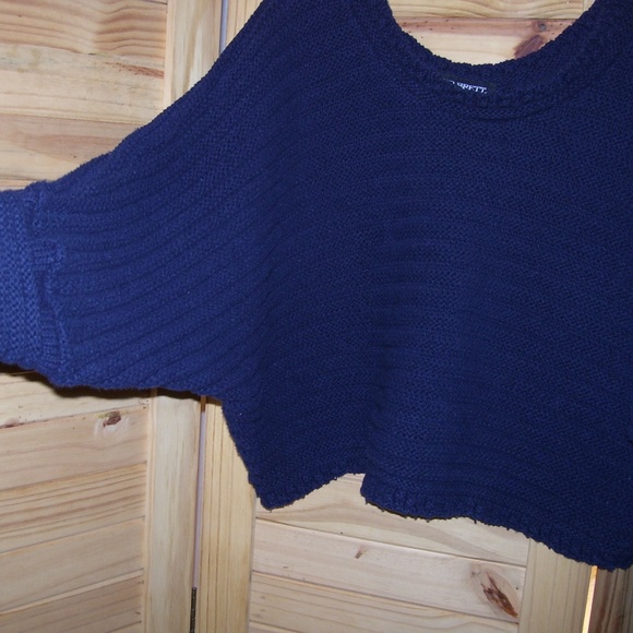 VTG David Brett NAVY Knit Crop Top Sweater Size M - Picture 3 of 8